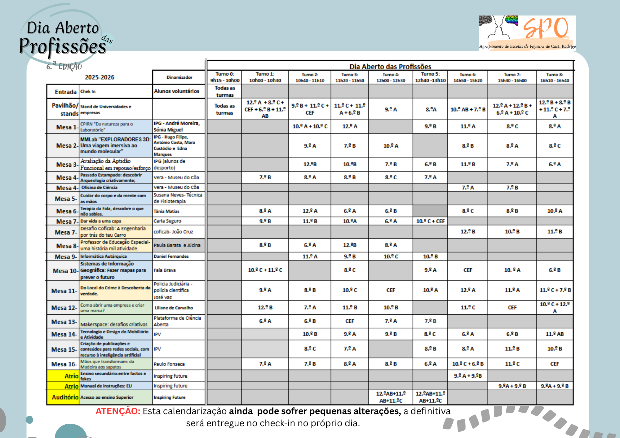 calendarização geral